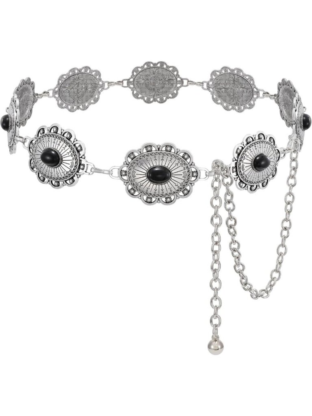 Boho Chain Belt for Women | Adjustable Metal Concho Waist Links for Dresses